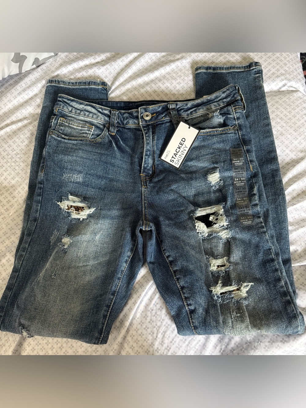 Rue 21 Men’s Supreme Flex Stacked Skinny Jeans  34 x 30 NWT